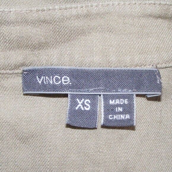 VINCE Midi Dress, XS, Khaki, Career, Sleeveless, Linen, Shirtdress - Picture 8 of 11